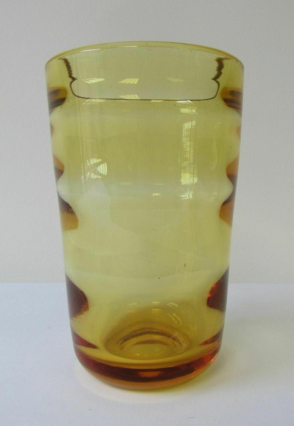 vintage 1930s whitefriars gold amber ribbed large glass vase william wilson