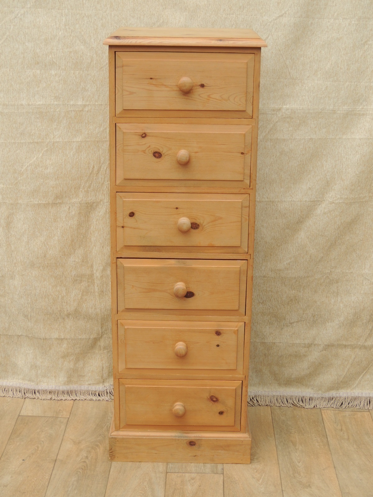 Chunky Welsh Pine 6 Drawer Slim Tallboy Vinterior