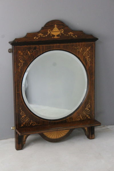 Antique Victorian Inlaid Marquetry Rosewood Wall Mirror Vinterior Inlaid Marquetry Rosewood Wall Mirror