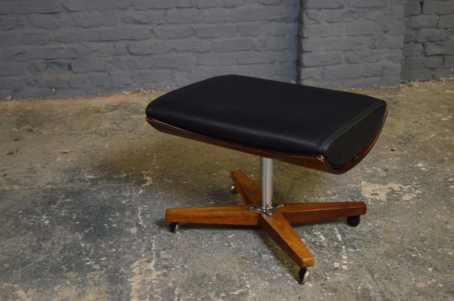 Retro Vintage Mid Century G Plan 6251 Footstool Black Vinyl Danish