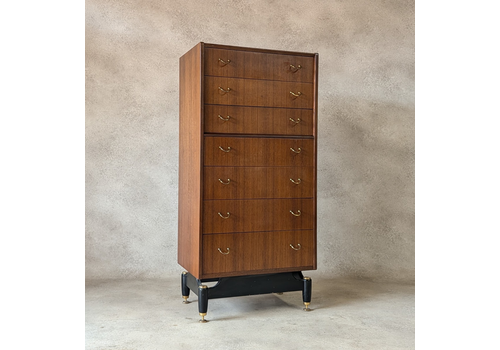 Mid Century G Plan Librenza Tola Wood Chest Of Drawers / Tallboy 1950s