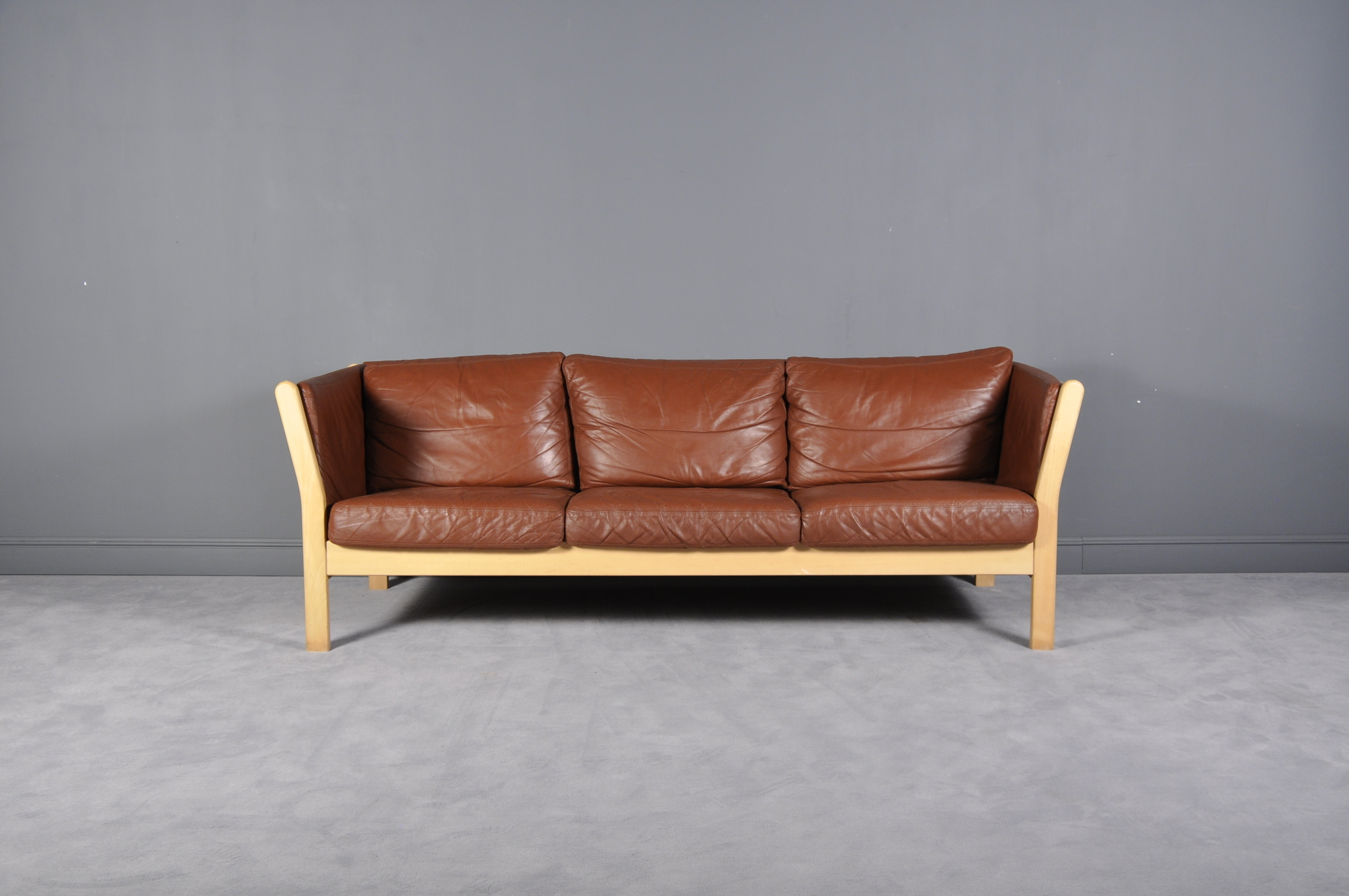 Danish Cognac Leather Sofa From Stouby Polster Mobelfabrik Denmark 1970 S