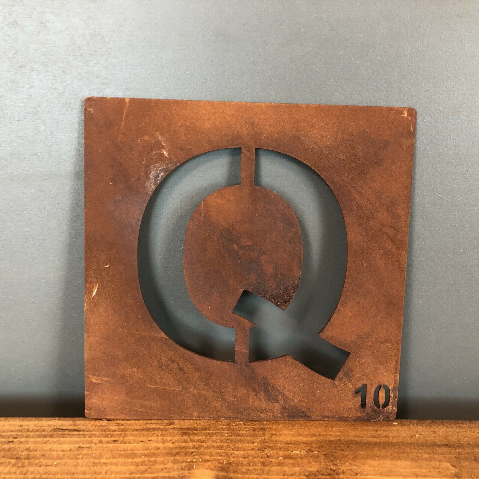 Rusty Metal Scrabble Letter Tile Wall Decor Art Lettering