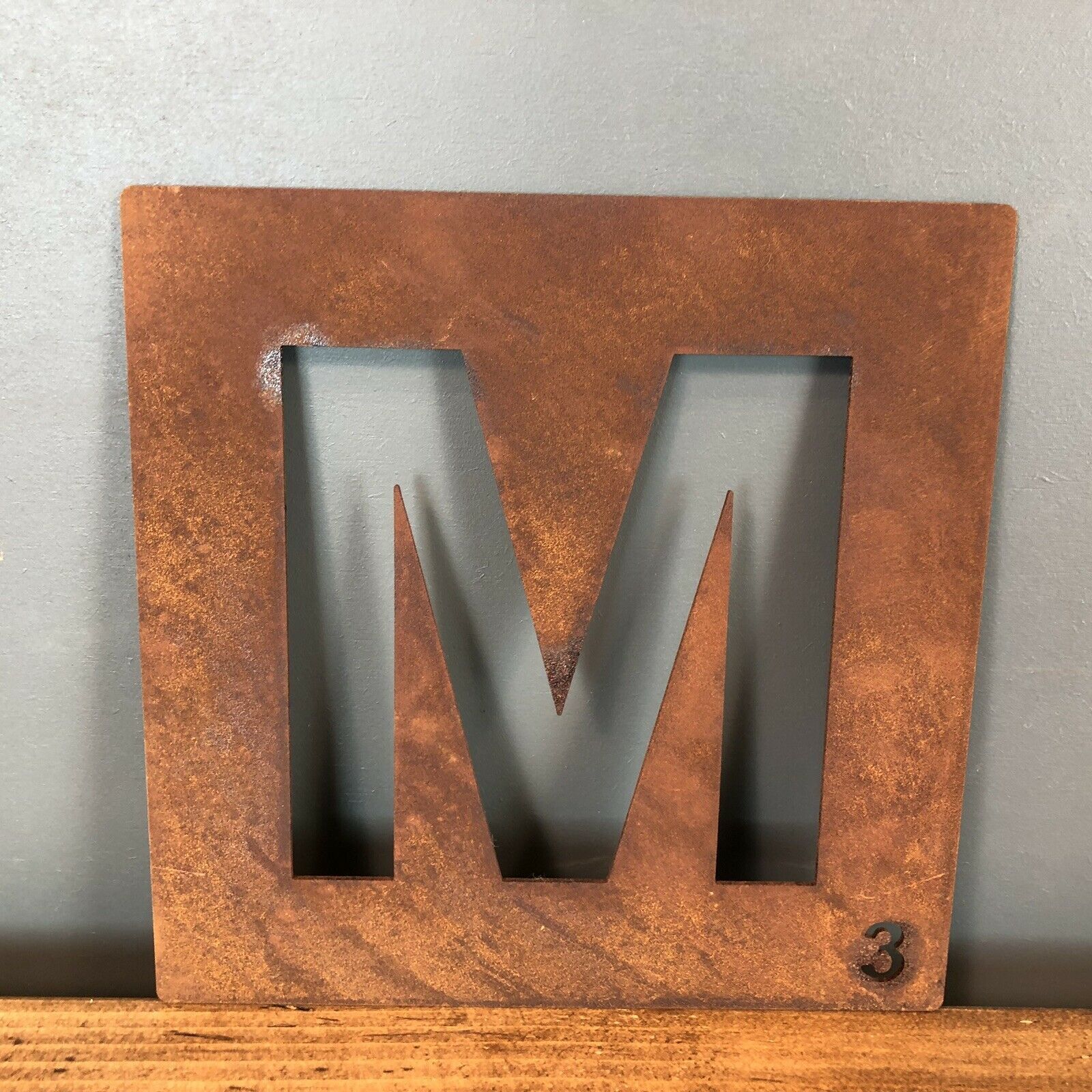 Rusty Metal Scrabble Letter Tile Wall Decor Art Lettering