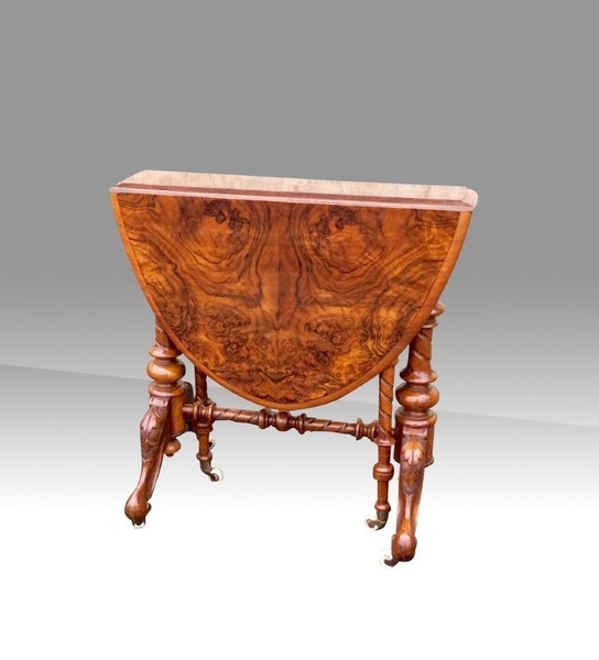 Antique Burr Walnut "Baby" Sutherland Table In Superb Condition photo furniture