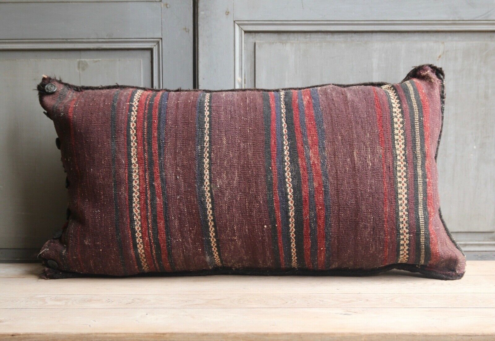 Vintage Turkish Large Kilim Rug Floor Cushion 96x45cm Mid Century