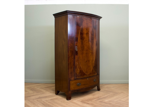 Antique 19th Century Bow Fronted Mahogany Wardrobe, 1890s #1859