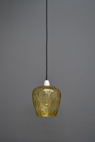 Vintage Mid Century Retro Amber Glass Bell Shape Hanging Pendant Ceiling Light Shade Vinterior