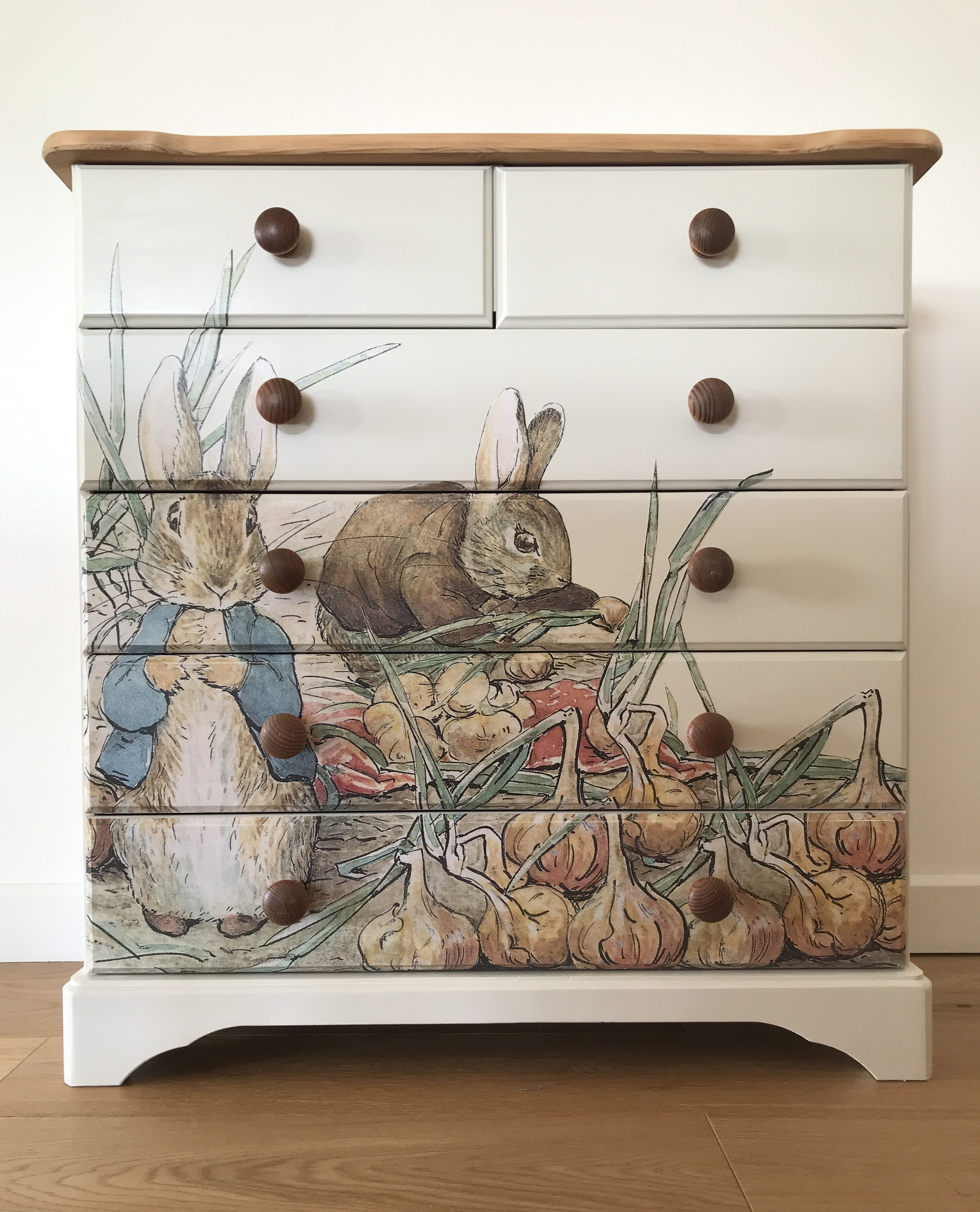 Up Cycled Beatrix Potter Benjamin Bunny Decoupage Pine 2 Over 4