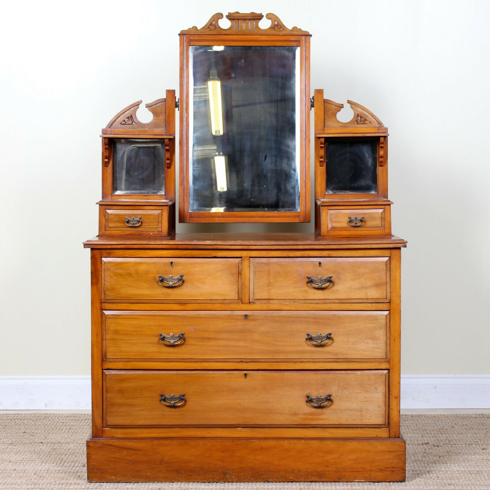 Antique Victorian Dressing Table Chest Of Drawers Satinwood Walnut