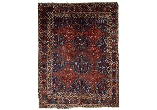 Handmade Antique Persian Khamseh Rug 6