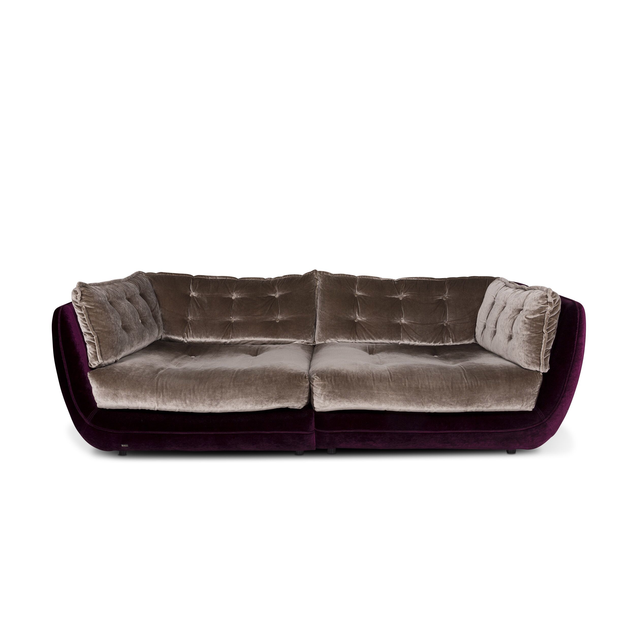 Bretz Cupcake Designer Velvet Fabric Sofa Beige Five Seater Couch