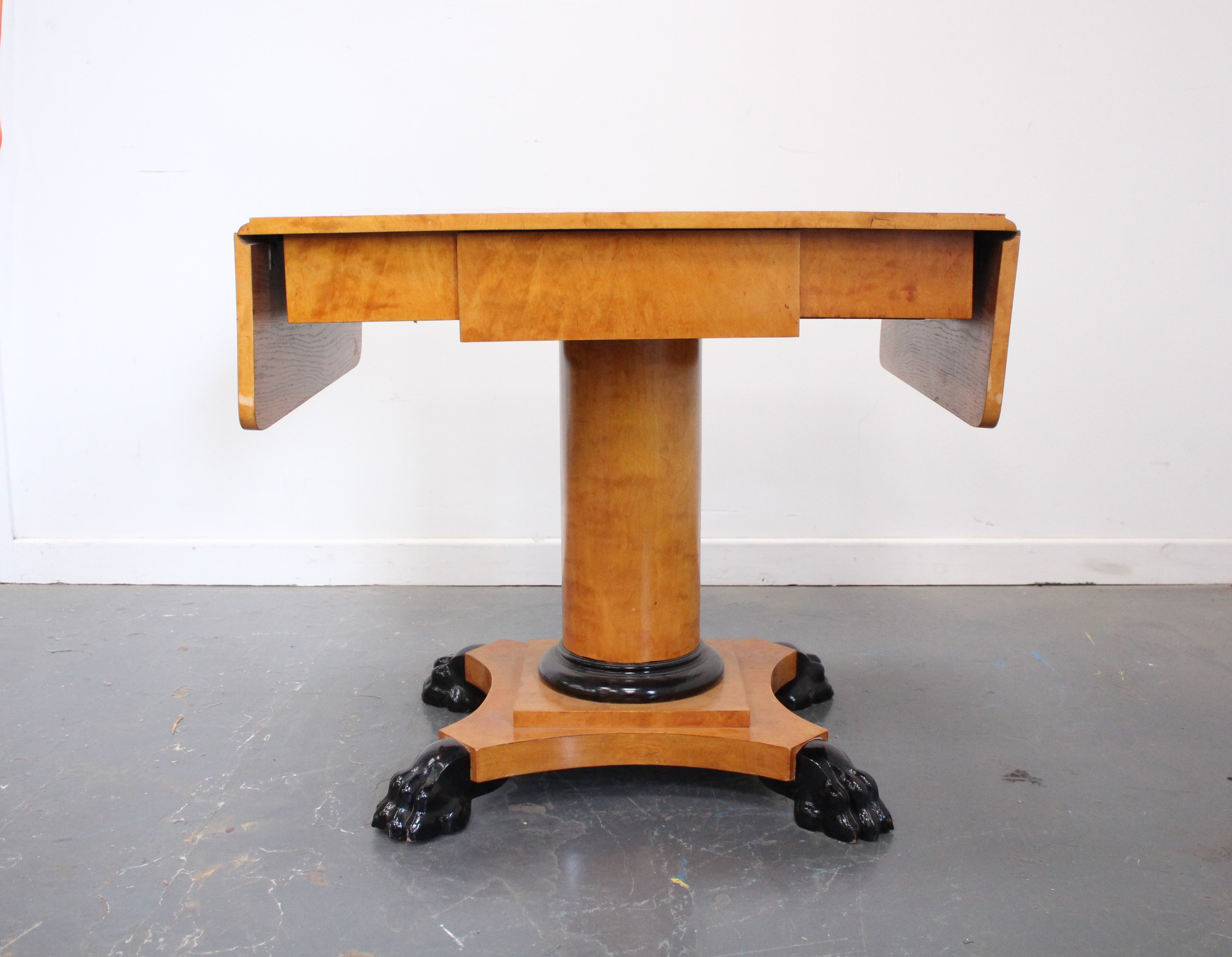 Biedermeier Style Drop Leaf Table With Drawer Vinterior