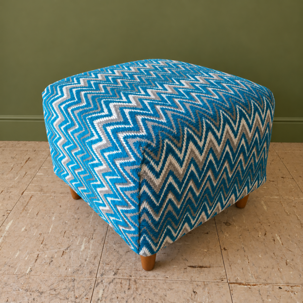 Torquoise Square Fab Vintage 1970s Square Chonky Footstool Pouffe Stool Turquoise Zigzag ...