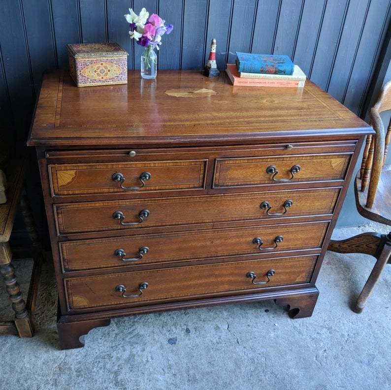 Vintage Chest Of Drawers With Pull Out Writing Desk Vinterior