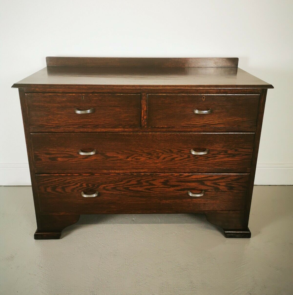 Vintage Antique Dark Oak Chest Of Drawers Bedroom Art Deco Furniture