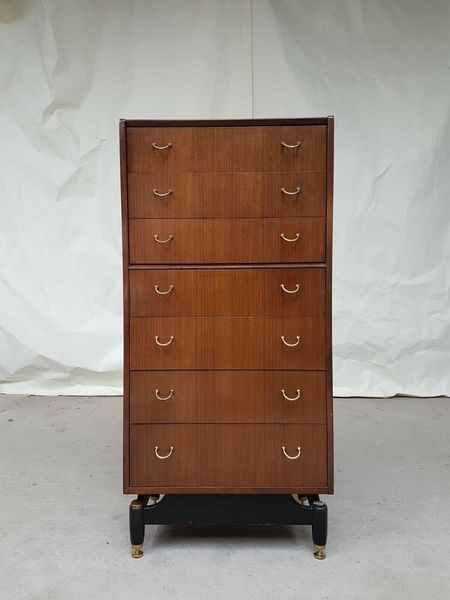 Vtg Mid Century G Plan Tallboy Chest Drawers Retro Teak Danish