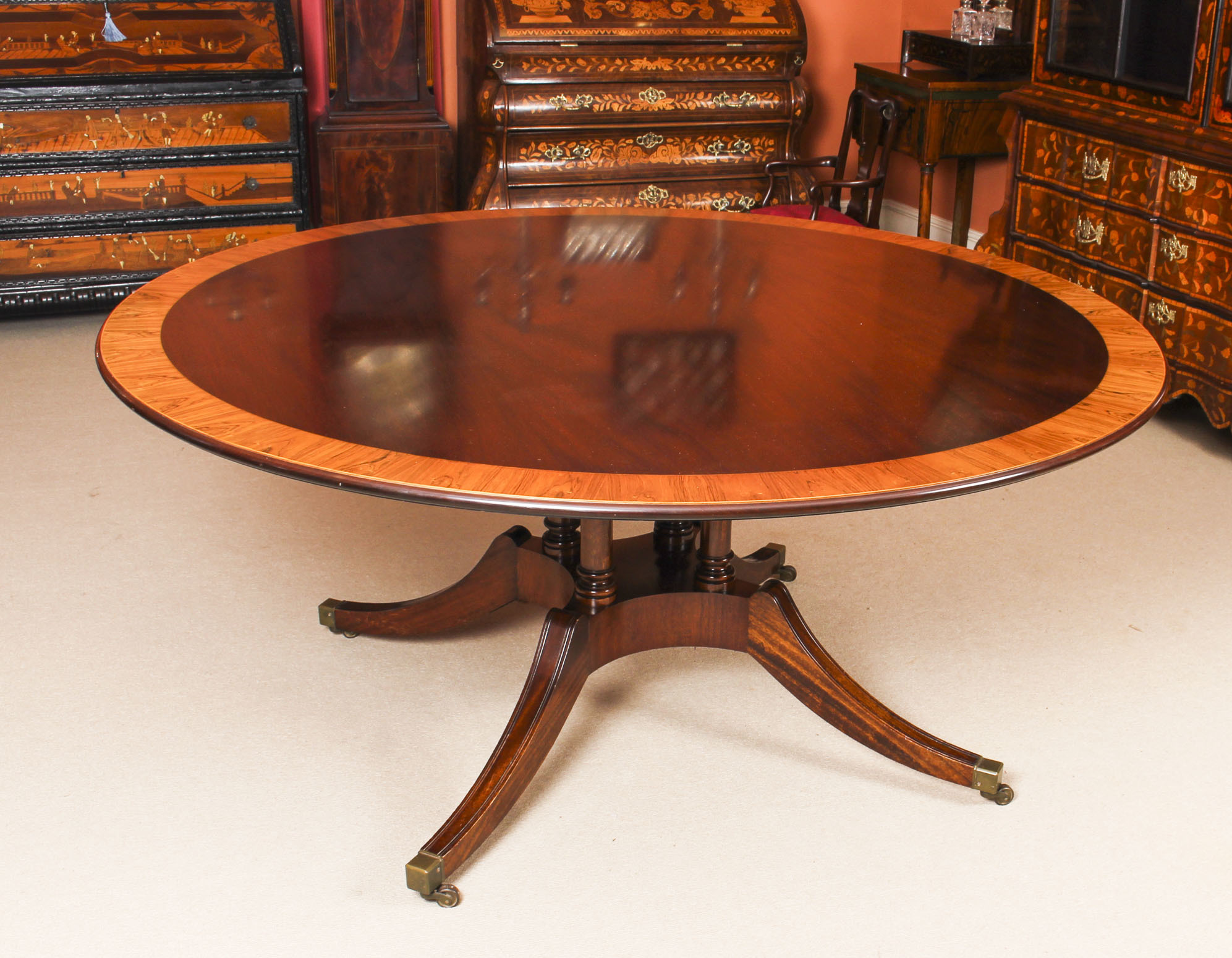 Vintage 5 Ft 6 Round Gany Table By Millwood Cabinet Makers 20th Century