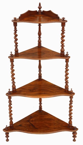 Victorian Figured Walnut Corner Whatnot