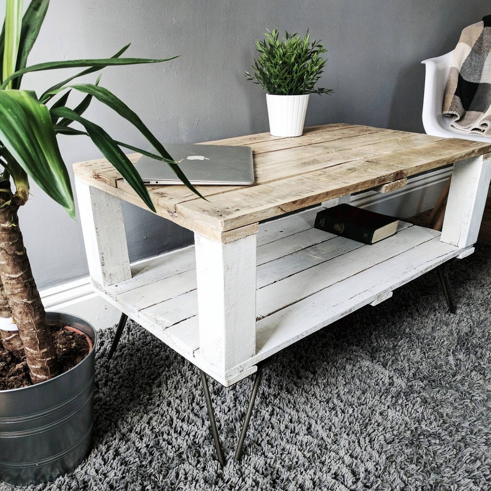 Reclaimed Pallet Coffee Table Ahvima In Farmhouse Style Storage With Baskets