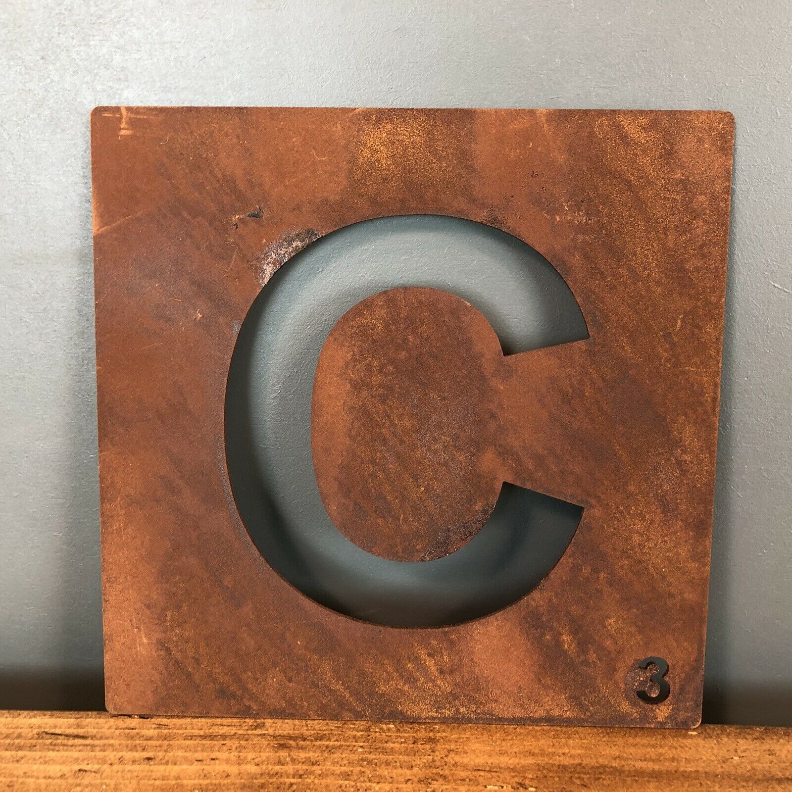 Rusty Metal Scrabble Letter Tile Wall Decor Art Lettering