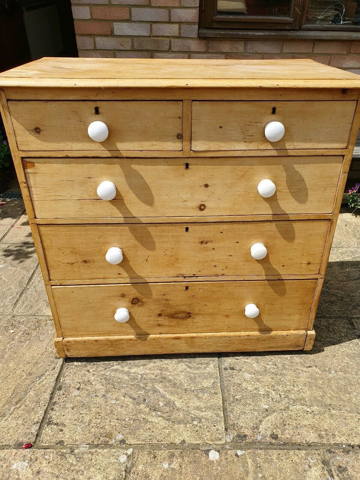 Stunning Antique Victorian Solid 2 Over 3 Graduated Pine Chest Of