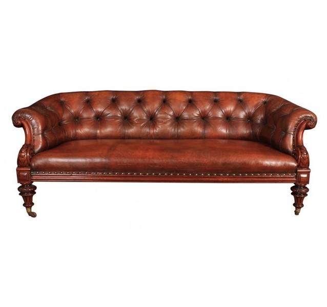 Exceptional Quality Victorian Hand Dyed Leather Chesterfield Sofa