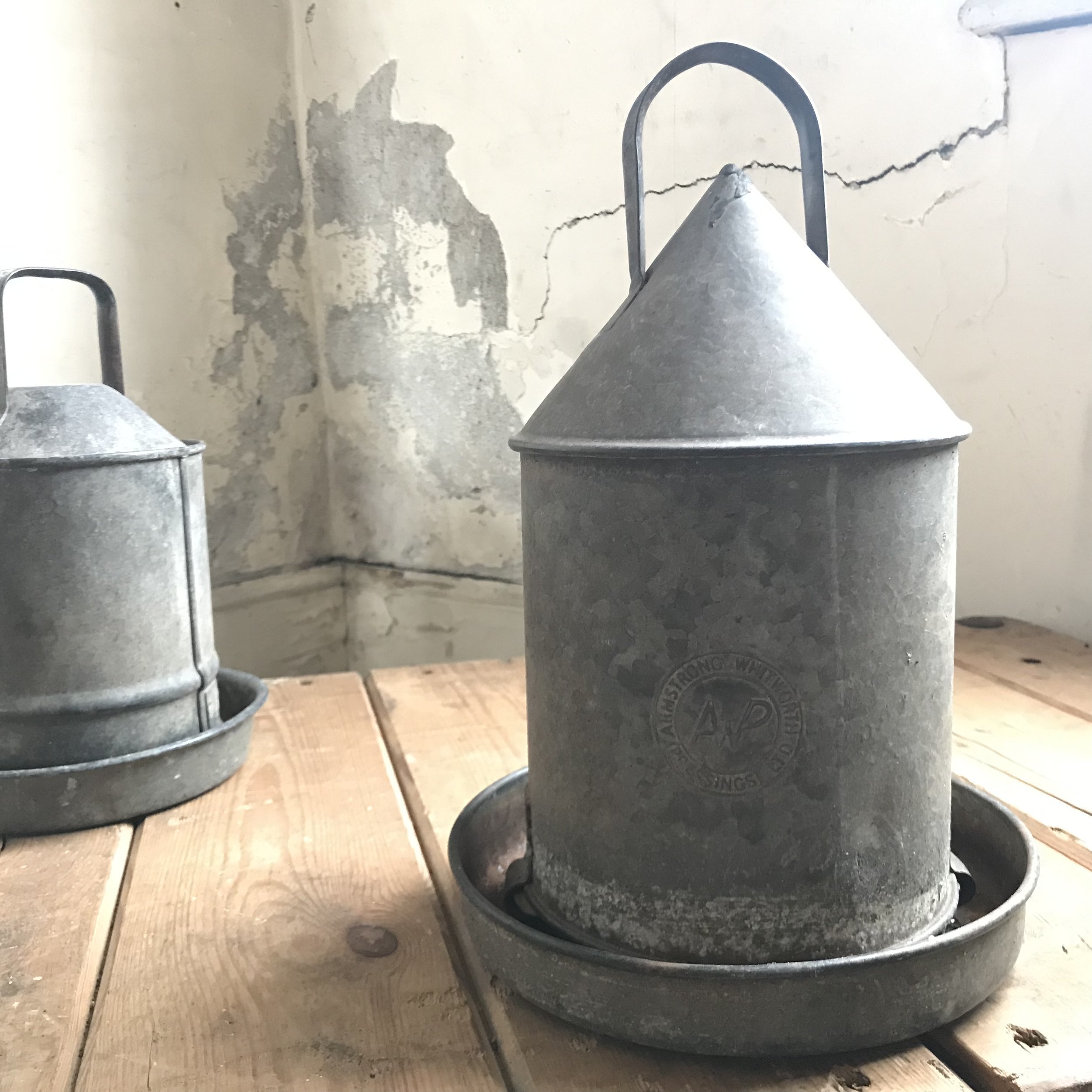 Vintage Galvanized Large Chicken Feeder Vinterior