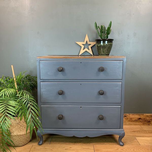 Vintage Upcycled Shabby Chic Chest Of Drawers Painted Light Blue