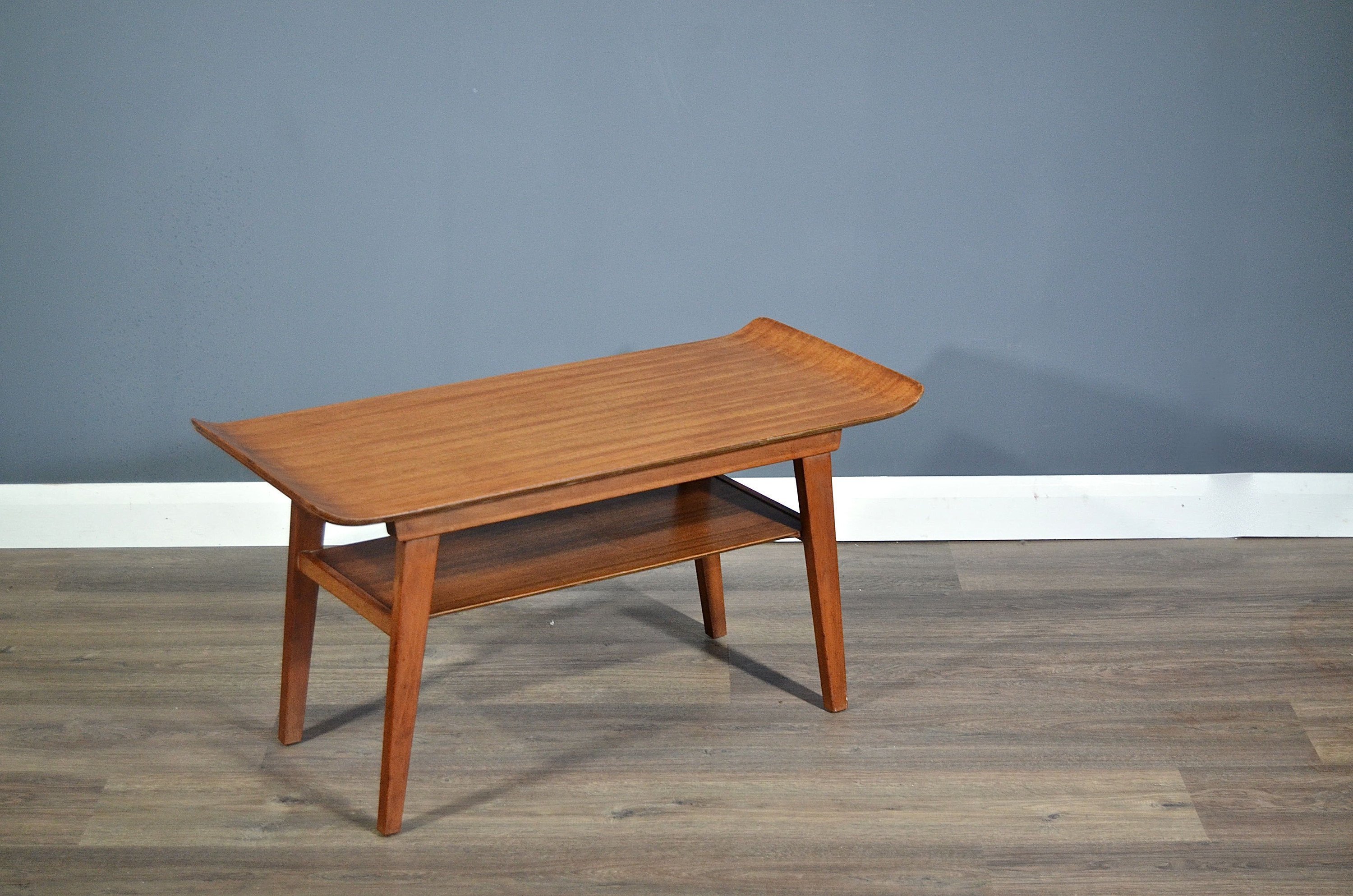 Vintage Midcentury Myer Two Tier Teak Coffee Table Side Modern Danish Style