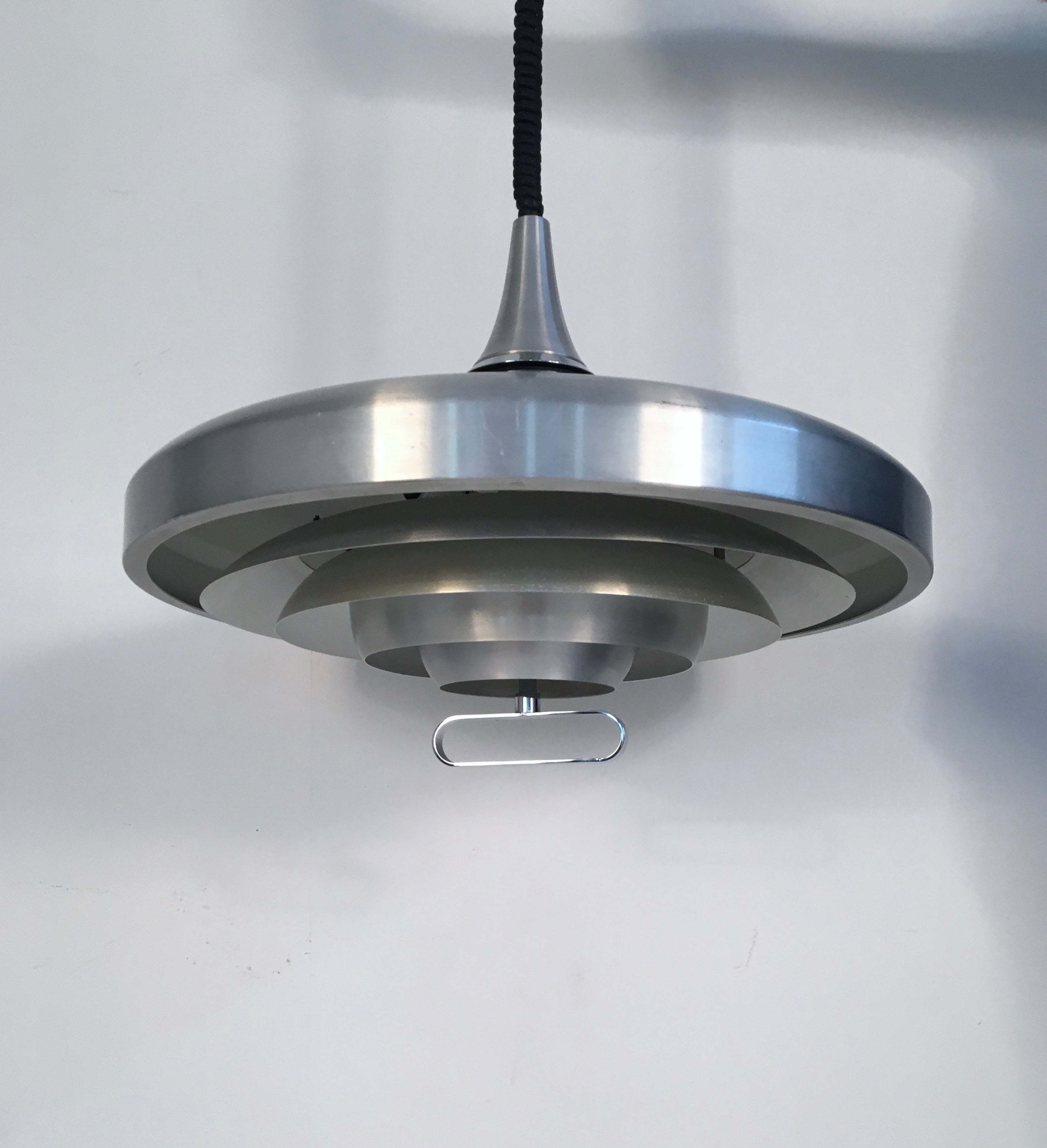 Large Mid Century Pull Down Pendant Lamp Shade Italy C 1970