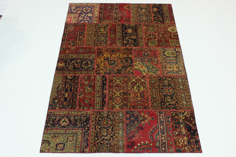 Modern Patchwork Stone Wash Used Look Persian Rug Oriental Persian Rug Oriental
