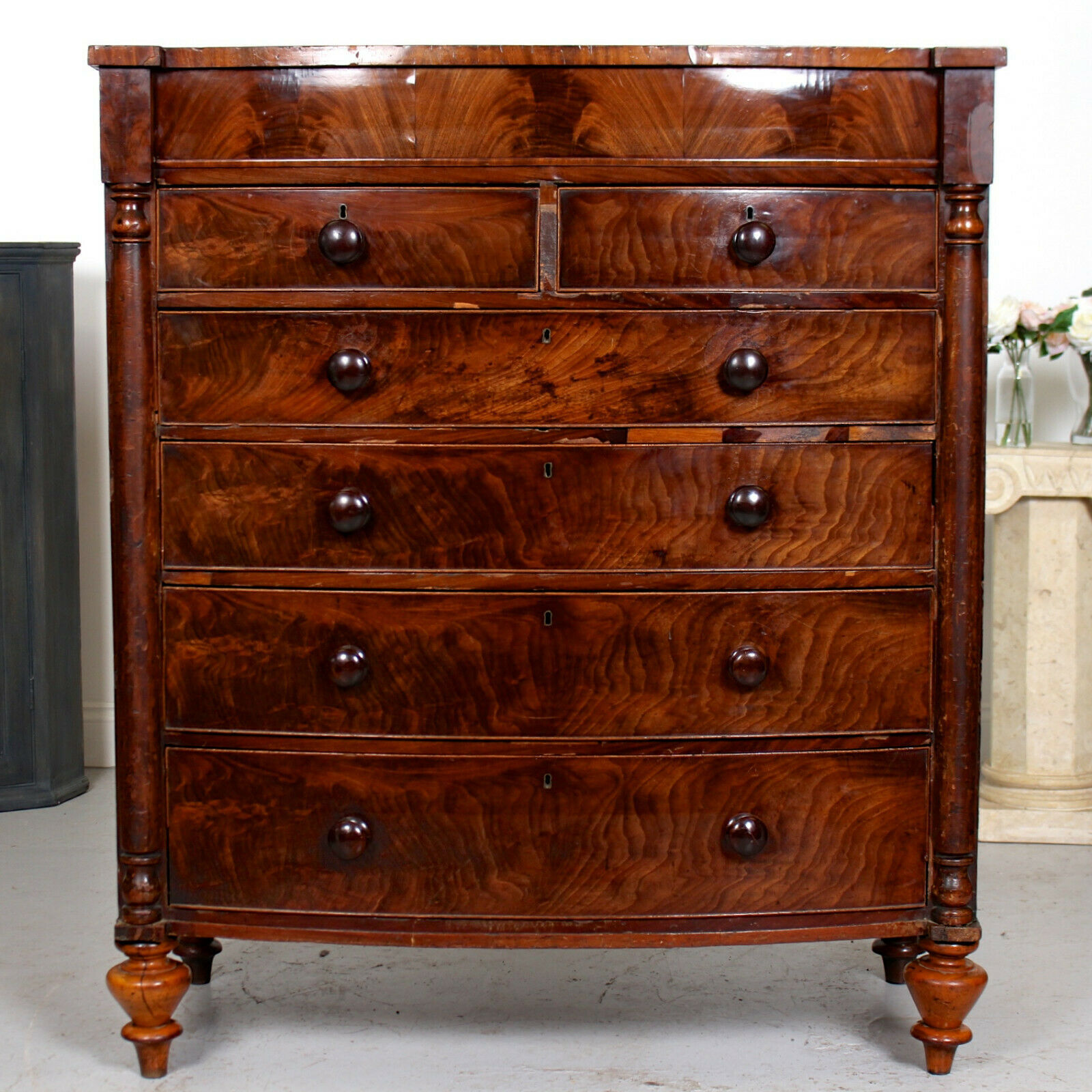 Large Antique Georgian Chest Of Drawers George Iv Mahogany