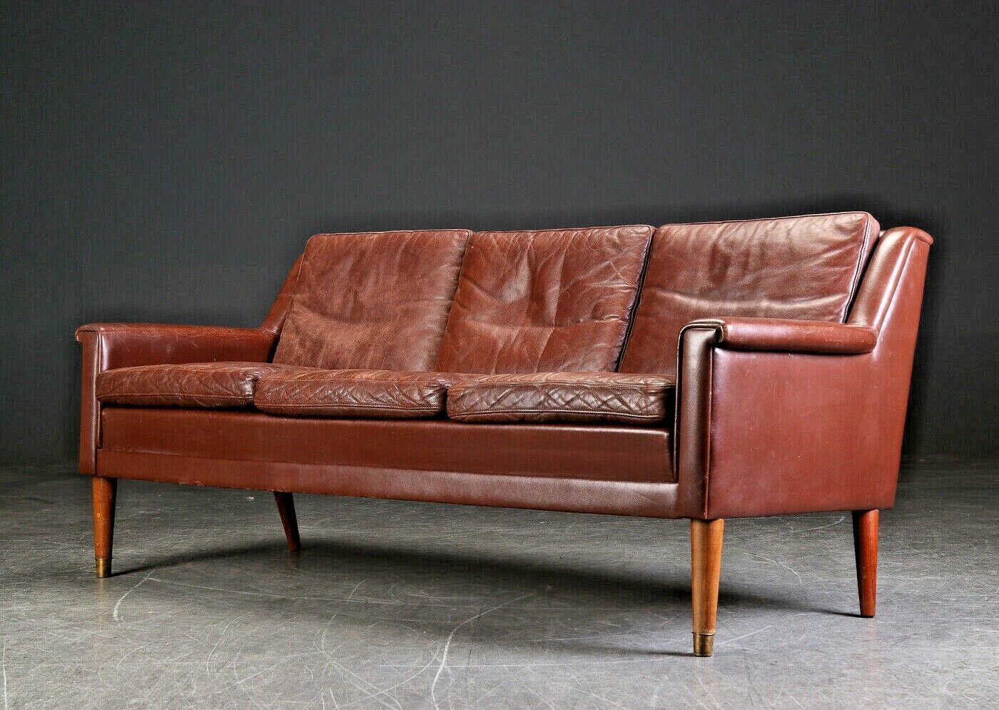 Vintage Retro Danish Thams 3 Seater Brown Leather Sofa 1960 S Vintage Retro Danish Thams 3 Seater Brown Leather Sofa 1960 S