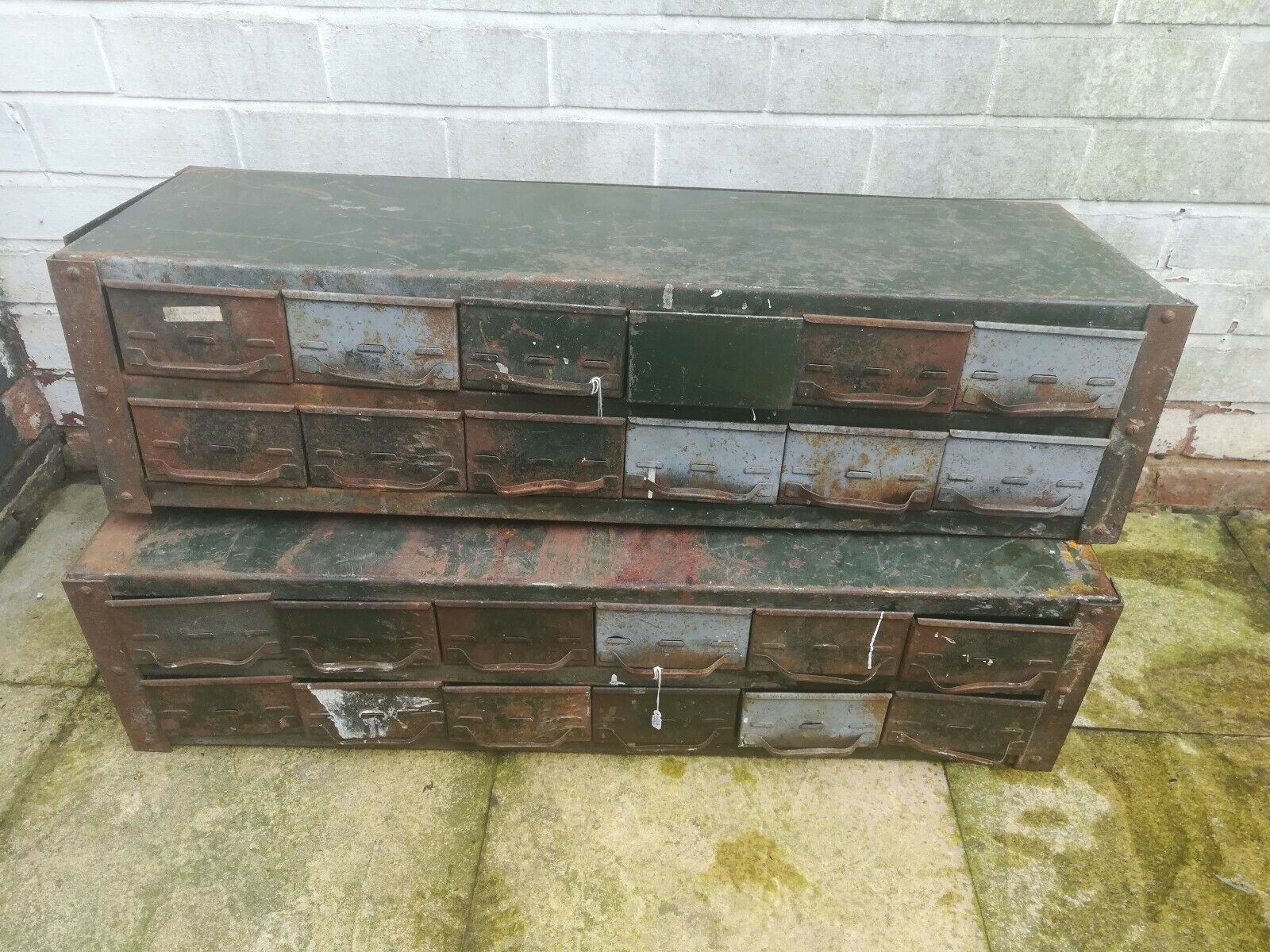 Vintage Industrial Antique Salvage Pair Steel Cabinets Early 20th