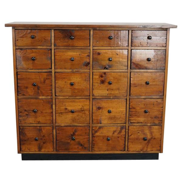Dutch Pine Apothecary Cabinet Or Bank Of Drawers 1940s Vinterior