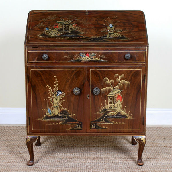 Vintage Chinese Bureau Chinoiserie Writing Desk Chest Drawers