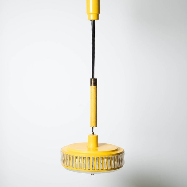 1960s Yellow Metal Pulley Lamp