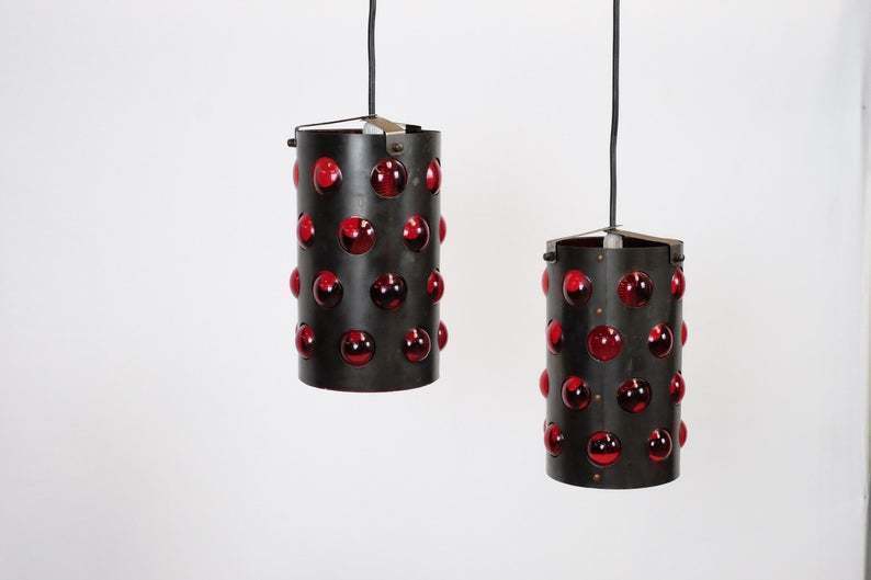 Vintage Cylinder Shaped Ceiling Lamps, Set Of 2