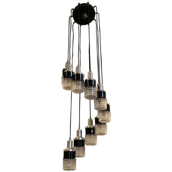 Mid Century Modern Ten Lights Cascading Chandelier, Circa 1970