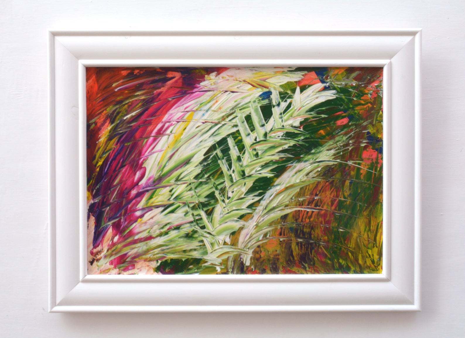 Jungle Fever Large Framed Abstract Painting Tropical Decor Original Art Wall Ready To Hang