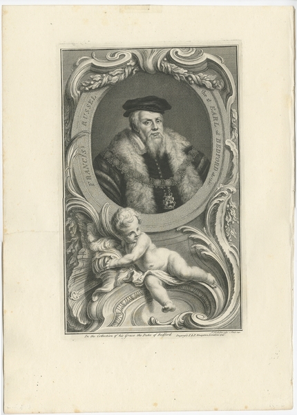 Antique Portrait Of Francis Russell By Houbraken (C.1750)