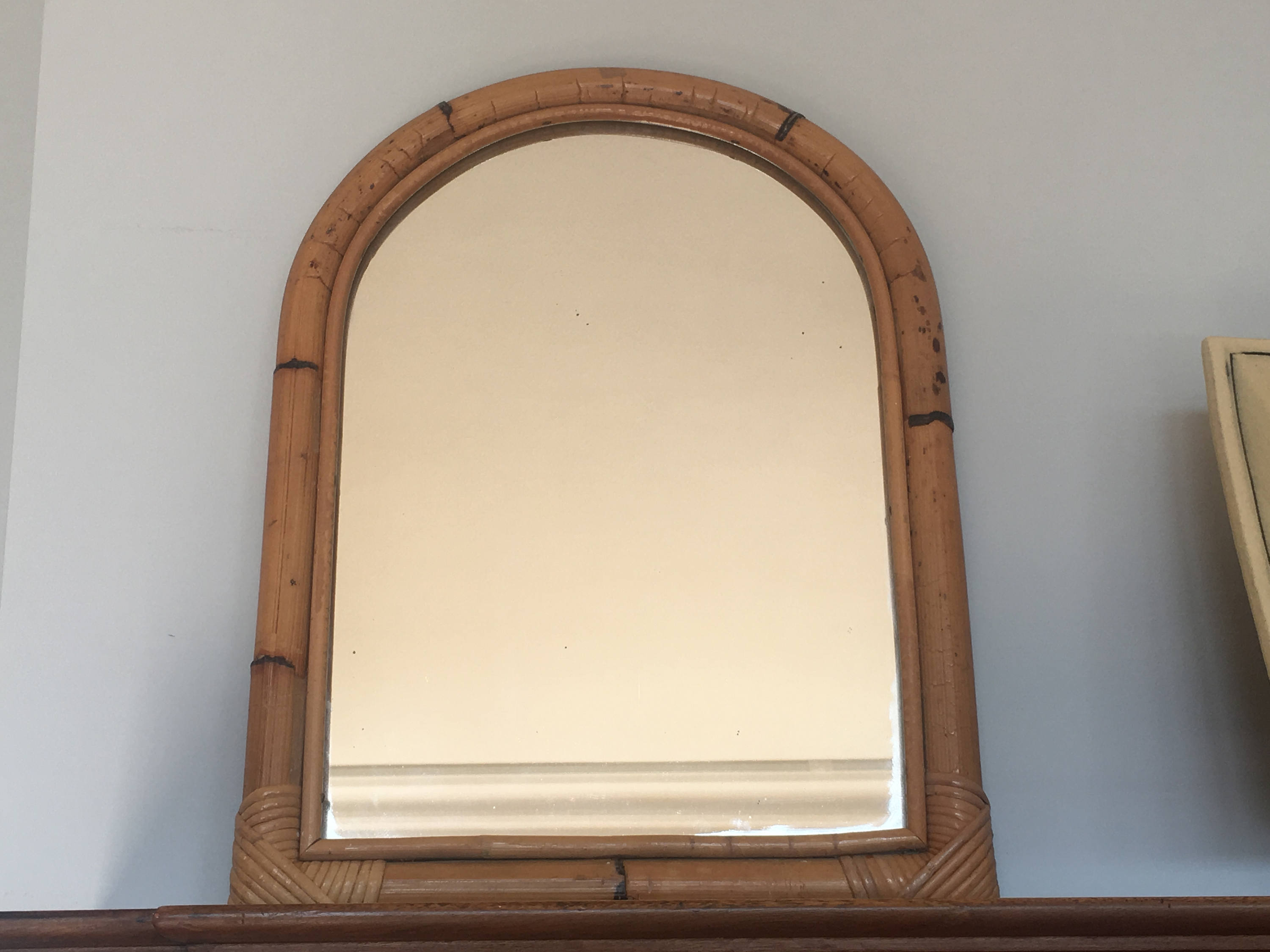 Vintage Bamboo Framed Mirror Boho 1970s Hollywood Regency Vinterior