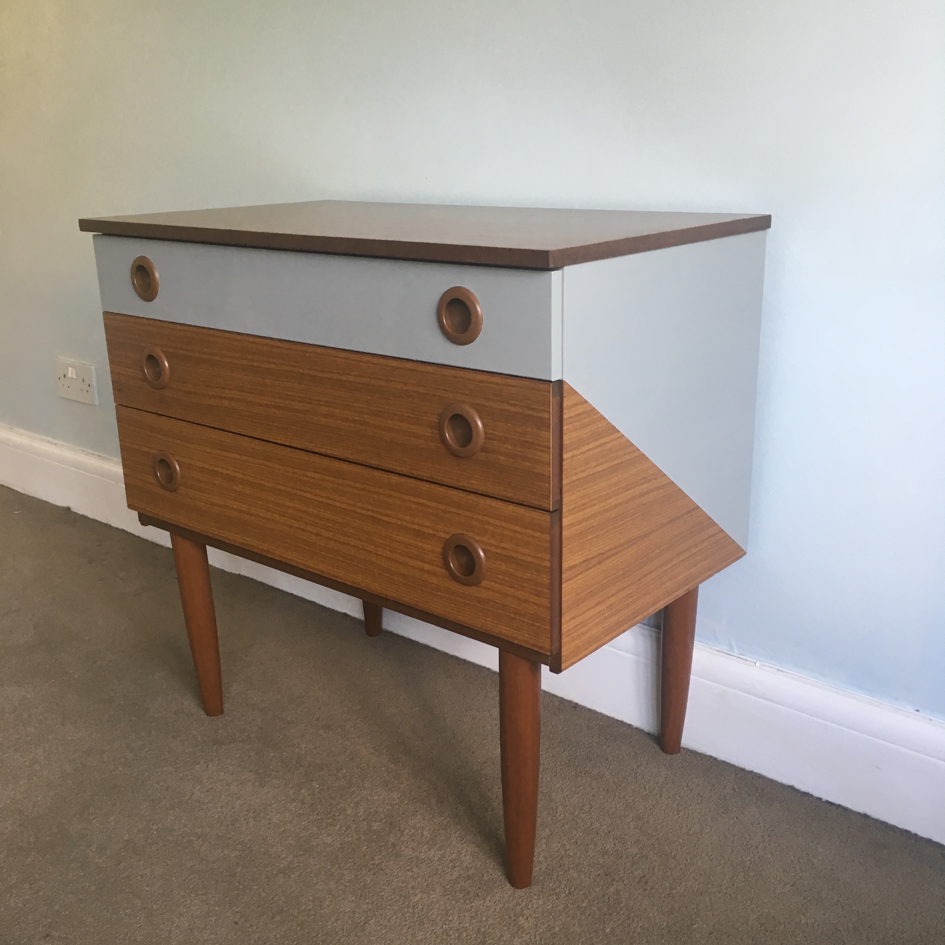 Upcycled Vintage Retro Mid Century Schreiber Hand Painted