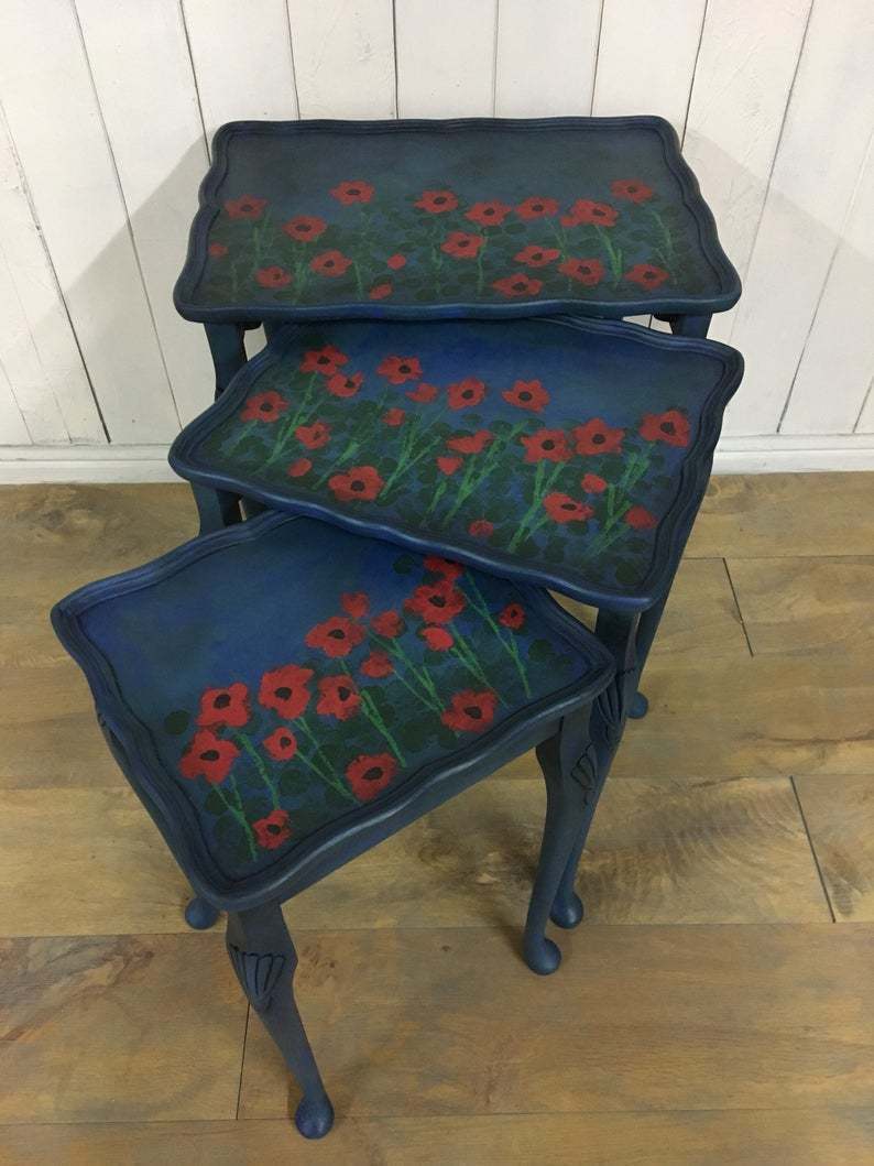 Nest Of Tables Vintage Stacking Tables Hand Painted Coffee Tables Nest Of Coffee Tables Vinterior