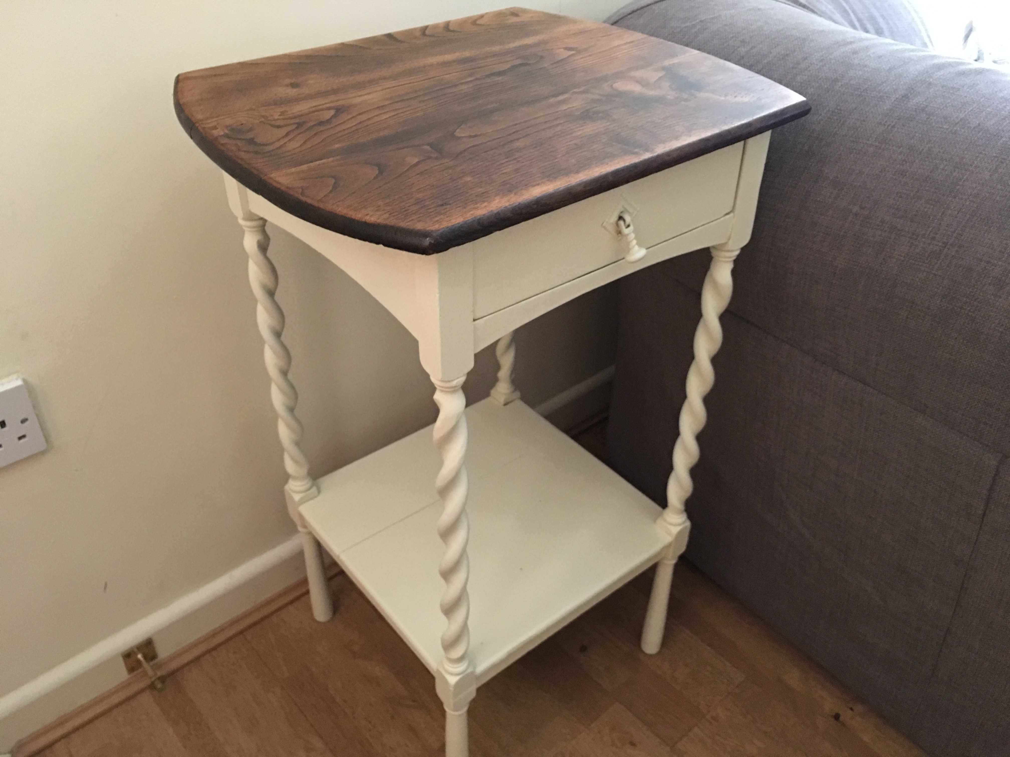 Painted Antique Oak Side Table With Barleytwist Legs Laura Ashley Creamware
