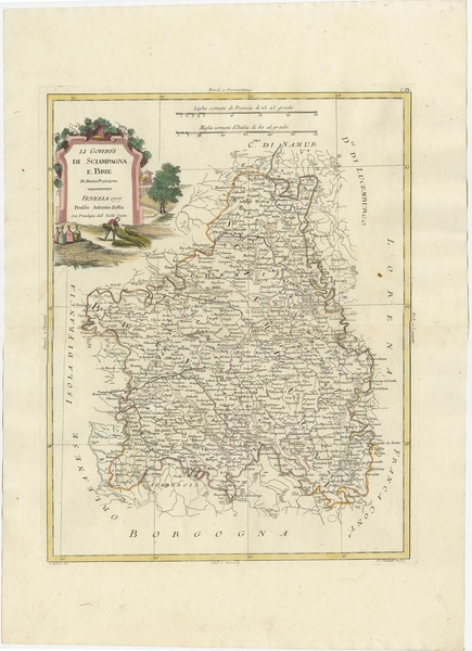 Antique Map Of The Region Of Brie And Champagne By Zatta (1779)