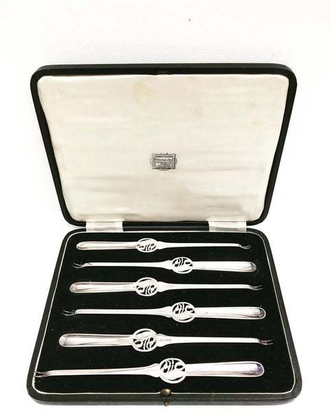 Lobster Picks Seafood Atkin Bros Sheffield Forks Silver Plated