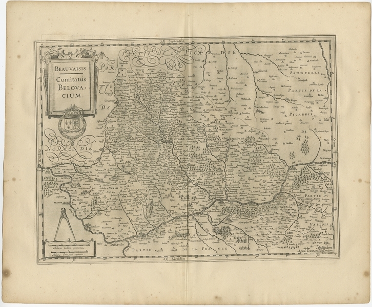 Antique Map Of The Region Of Beauvais By Janssonius (1657)