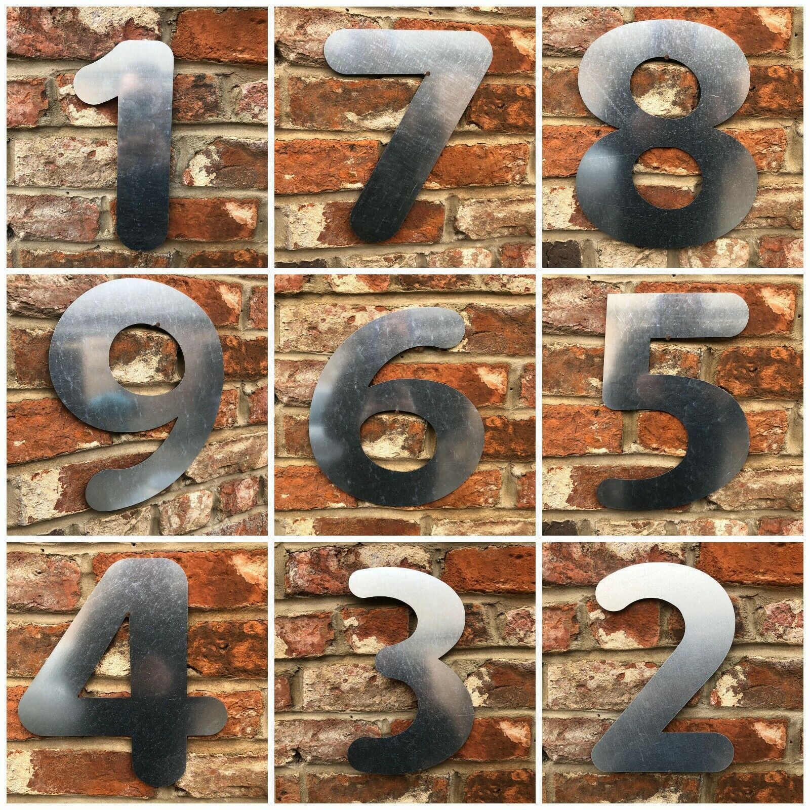 Big Galvanized Metal House Shop Door Wall Numbers Sign Vintage Rustic Industrial Vinterior